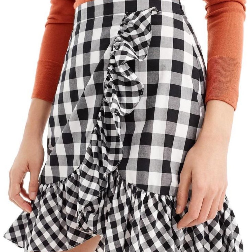 J. Crew Gingham Ruffle Mini Skirt